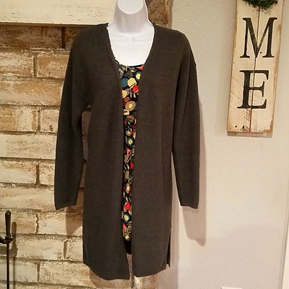 Banana Republic Midi Length Long Cardigan Sweater in Charcoal Gray